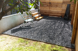 black gravel patio